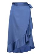 Viellette Wrap Hw Skirt/Su - Noos Knælang Nederdel Blue Vila