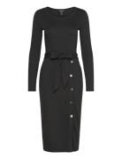 Cm 2X2 Rib-Dress Knælang Kjole Black Lauren Ralph Lauren