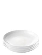 Relief - Suppe Tallerken Porcelæn White 4 Stk 22 Cm Gaveæske Home Tabl...