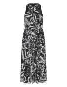 Drapey Poly Ggt-Dress Knælang Kjole Black Lauren Ralph Lauren