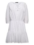 Eyelet-Embroidered Cotton Dress Kort Kjole White Lauren Ralph Lauren