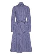 Belted Striped Cotton Shirtdress Knælang Kjole Blue Polo Ralph Lauren