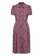 Floral Crepe Tie-Neck Shirtdress Kort Kjole Pink Lauren Ralph Lauren