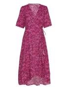 Onlleah S/S Wrap Midi Dress Ex Ptm Knælang Kjole Pink ONLY