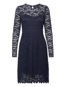 Vikalila L/S Lace Dress - Noos Knælang Kjole Navy Vila