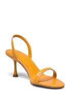 Heel Croc-Effect Sandals Sandal Med Hæl Orange Mango
