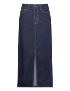 Objlea Mw Denim Long Skirt 129 Lang Nederdel Blue Object
