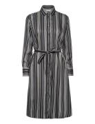 Rel Striped A-Line Shirt Dress Knælang Kjole Black GANT