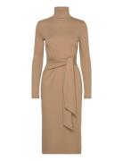 Tie-Front Turtleneck Dress Dresses Knitted Dresses Beige Lauren Ralph ...