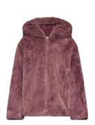Hooded Faux-Fur Coat Jakke Pink Mango
