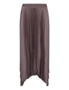 Irregular Pleated Skirt Knælang Nederdel Brown Mango