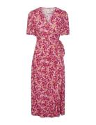 Yasalira Ss Long Wrap Dress S. Noos Knælang Kjole Pink YAS