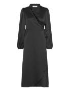 Peony Long Sleeve Dress Knælang Kjole Black A-View