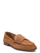 Embossed-Pony Suede Penny Loafer Loafers Flade Sko Brown Polo Ralph La...