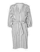 Slfalberta 3/4 Stripe Short Dress Noos Knælang Kjole White Selected Fe...