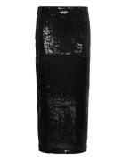 Sequin Midi Skirt Knælang Nederdel Black Mango