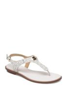 Mk Plate Thong Flade Sandaler White Michael Kors