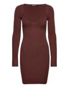 Beverly Knitted Dress Knælang Kjole Brown Gina Tricot