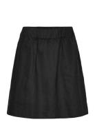 Linen Skirt Kort Nederdel Black Rosemunde