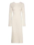 Knitted Bouclé Dress Knælang Kjole White Gina Tricot