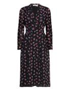 Dvf Tied Erica L/S Midi Dress Knælang Kjole Black Diane Von Furstenber...