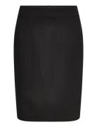 Pencil Skirt With Rome-Knit Opening Knælang Nederdel Black Mango