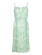 Recycled Chiffon Strap Dress Knælang Kjole Green Rosemunde