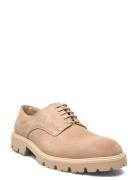 Lightweight Derby - Grained Leather Shoes Business Laced Shoes Beige S...