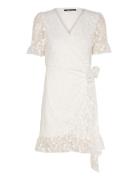 Lace Wrap Mini Dress Kort Kjole Cream Gina Tricot