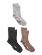 Wool Socks - Rib 3-Pack Sokker Strømper Grey Minymo