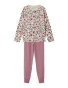 Nkfnightset Nostalgia Flower Noos Pyjamassæt Pink Name It