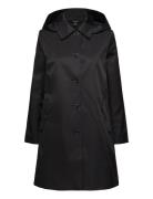 Hooded Cotton-Blend Balmacaan Coat Tynd Frakke Black Lauren Ralph Laur...