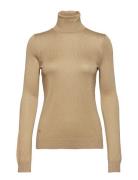 Silk-Blend Roll Neck Tops Knitwear Turtleneck Beige Lauren Ralph Laure...