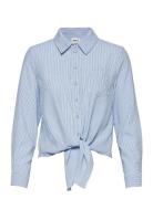 Onllecey Ls Stripe Knot Dnm Shirt Tops Shirts Long-sleeved Blue ONLY