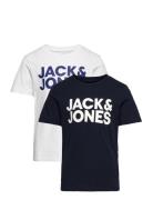 Jjecorp Logo Tee Ss Crew Ne 2Pk Noos Jnr Tops T-Kortærmet Skjorte Navy...