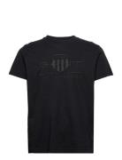 Reg Tonal Shield Ss T-Shirt Tops T-Kortærmet Skjorte Black GANT