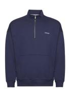 L/S Quarter Zip Tops Sweatshirts & Hoodies Sweatshirts Blue Calvin Kle...