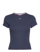 Tjw Bby Essential Rib Ss Tops T-shirts & Tops Short-sleeved Navy Tommy...