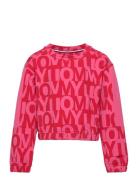 Tommy Aop Crop Sweatshirt Tops Sweatshirts & Hoodies Sweatshirts Pink ...