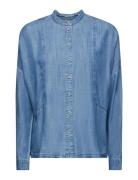 Lightweight Denim Blouse Tops Blouses Long-sleeved Blue Esprit Casual