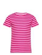 Pkdora Ss O-Neck Rib Top Tops T-Kortærmet Skjorte Pink Little Pieces