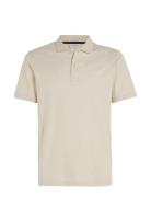 Smooth Cotton Slim Polo Tops Polos Short-sleeved Cream Calvin Klein