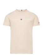 U Essential Tee S/S Tops T-Kortærmet Skjorte Cream Tommy Hilfiger