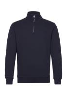 Waffle Texture Half Zip Tops Sweatshirts & Hoodies Sweatshirts Navy GA...