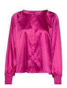 Kasally Loose Shirt Tops Blouses Long-sleeved Pink Kaffe