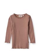 Rib T-Shirt Reese Tops T-shirts Long-sleeved T-Skjorte Pink Wheat