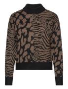 Vmvera Animal Ls Highneck Pullover Bf Tops Knitwear Jumpers Black Vero...