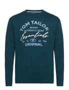 Longsleeve With Print Tops T-Langærmet Skjorte Green Tom Tailor