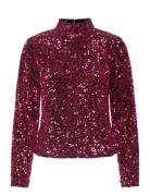 Yaspinko Sequin Ls Blouse - Show Tops Blouses Long-sleeved Red YAS
