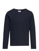 Top L S Basic Rib Tops T-shirts Long-sleeved T-Skjorte Navy Lindex
